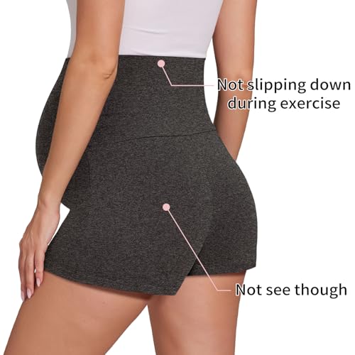 Peauty Over Belly Maternity Lounge Shorts, Buttery Soft Pajama Bottoms - color: Heather Grey, size: XX-Large