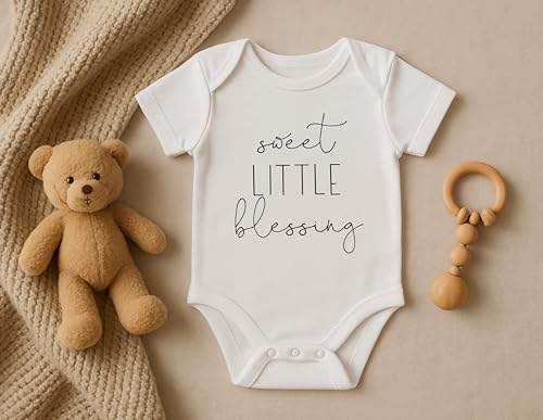 Bump and Beyond Designs Surprise Pregnancy Announcement Grandparents, Little Blessing - color: White, size: 3-6 Months