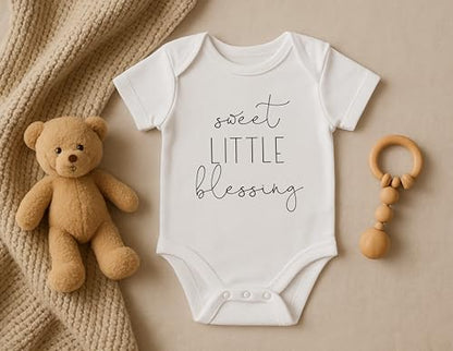 Bump and Beyond Designs Surprise Pregnancy Announcement Grandparents, Little Blessing - color: White, size: 3-6 Months
