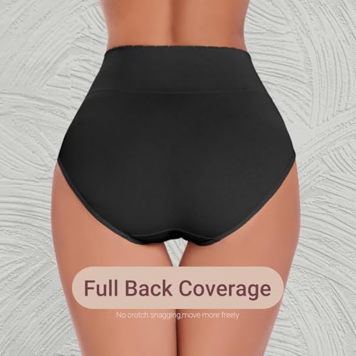 Women's Briefs Underwear High Waist Full Coverage Panties, Ladies Light Tummy Control Postpartum Underpants 5 Pack - color: Black-5pack, size: Small