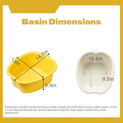 Ytterbium Foot Soaking Basin, Large Massage Foot Soaking Tub-Yellow - color: Yellow