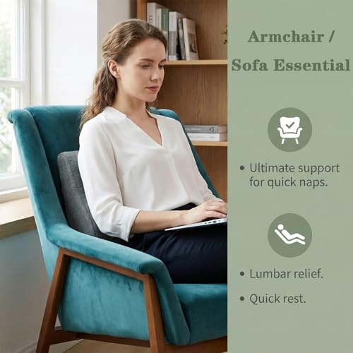 baibu Patented Dual-Layer Memory Foam Lumbar Pillow for Recliner, Dark Grey - color: Dark Grey