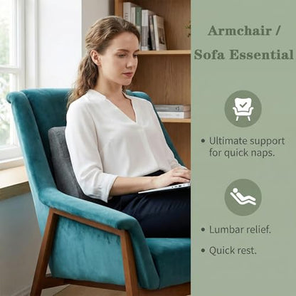 baibu Patented Dual-Layer Memory Foam Lumbar Pillow for Recliner, Dark Grey - color: Dark Grey