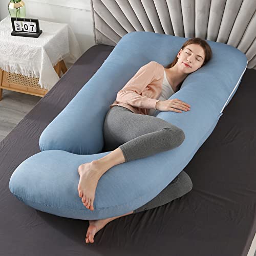 Elover U Shaped Pregnancy Pillow,Full Body Maternity Support - color: Cooling -Haze Blue