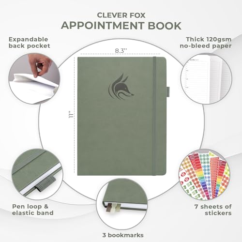 Clever Fox Appointment Book, 15-Minute Daily Planner, Undated Cypress - color: Cypress