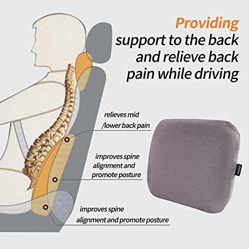 Latex Lumbar Support Pillow for Car Seat Cushion Lower Back Pain Relief - color: Grey