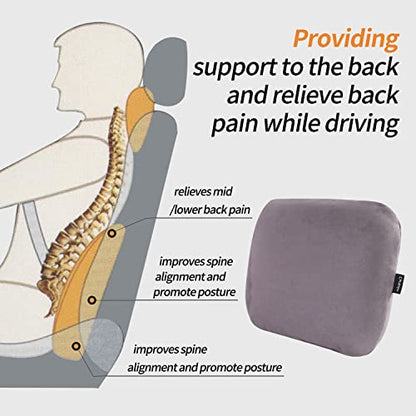 Latex Lumbar Support Pillow for Car Seat Cushion Lower Back Pain Relief - color: Grey