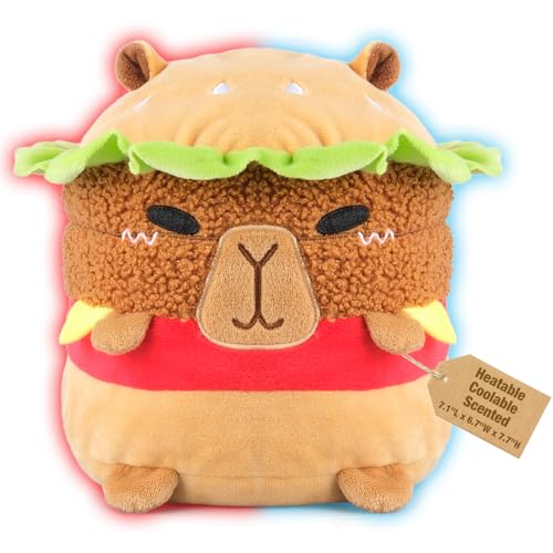 Coolable & Microwavable Hamburger Capybara Stuffed Animal, Heat Plush - style: Hamburg Capybara
