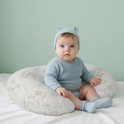 Little Grape Land 100% Cotton Muslin Nursing Pillow Covers 2 Pack, (Dew) - color: Dew&basil