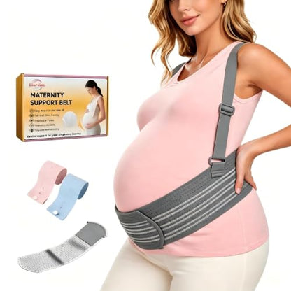 Maternity Support Belt Mesh Shoulder Straps Pregnancy Back Pelvic Relief(Gray,Large) - color: Gray, size: Large