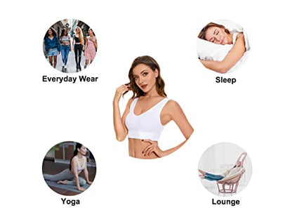 Women's Wireless Sleep Bras Unpadded Seamless Comfort Bras Throw-on Wirefree Bralettes 3 Pack - color: 1*white, size: Medium