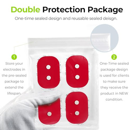 AUVON Wireless TENS Unit Electrode Pads 12 Pcs, 2 Sizes, Latex-Free - color: Red
