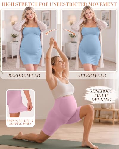 3 Pack Maternity Shapewear Shorts - color: White, Light Pink, Black, size: Small