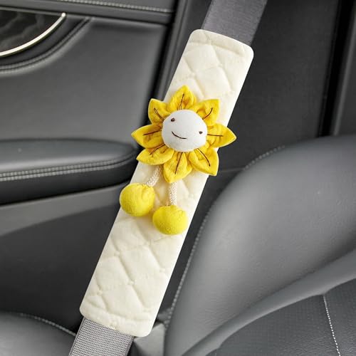 Amooca 2-Pack Braid Pattern Seat Belt Covers Shoulder Pads for Car & Bag - color: Yellow Sunflower