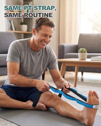 Trideer Stretching Strap with Loops for Physical Therapy,Non-Elastic - color: Blue/Black