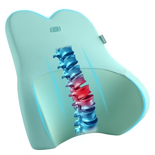 Skechers Air-Cooled & Memory Foam Lumbar Pillow,Lumbar Support Pillow for Office,Chair Lower Back Pain Relief Lumbar Pillow,Ergonomic Design Back Support Pillow for Office Chair,Car,Home,Travel,Green - color: Green