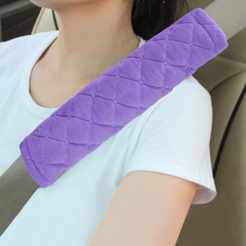 Amooca 2 Pack Seat Belt Covers Soft Shoulder Pad for Cars & Backpack - color: Violet