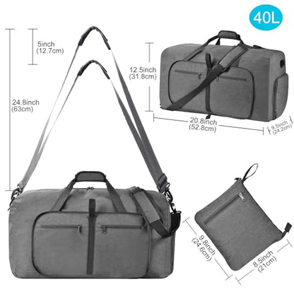 Felipe Varela Foldable Duffle Bag for Travel Weekend Overnight Gym Camping - color: C Gray, size: 115L