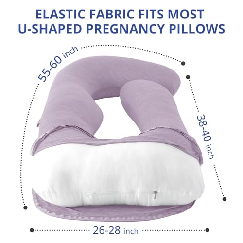 Sasttie Cooling Pregnancy Pillow Cover for 57-inch Maternity Pillow, Purple - color: Purple