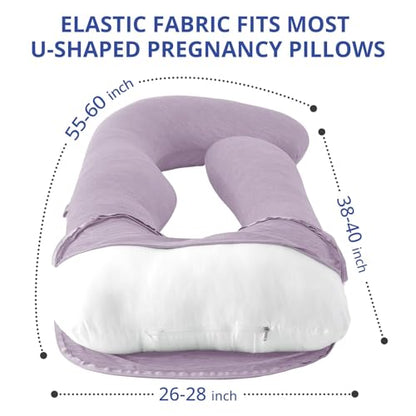 Sasttie Cooling Pregnancy Pillow Cover for 57-inch Maternity Pillow, Purple - color: Purple