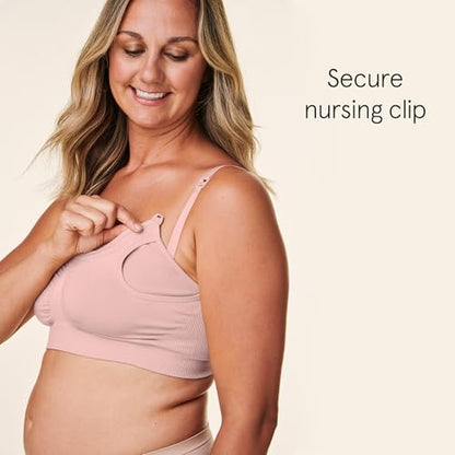 Bravado Designs Basics Hands Free Pumping & Nursing Bra, Wireless 2-in-1 Seamless Maternity Breastfeeding, Breast Pump Bra - color: Soft Rose - Sustainable Fabric, size: Small