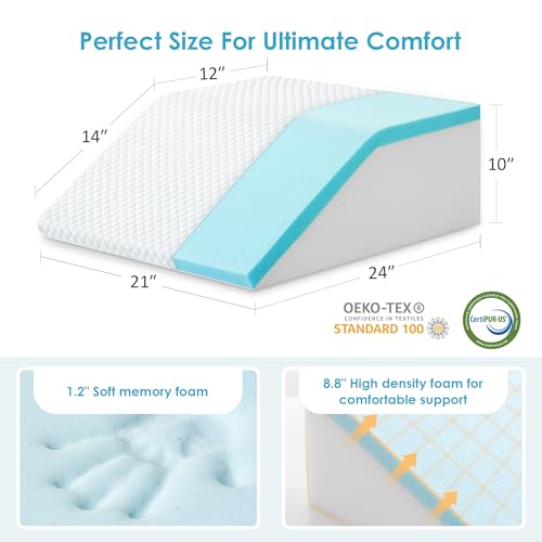 Cozymaker 10-inch Adjustable Leg Elevation Pillows for Swelling Pain Relief - size: Flat Top 10 inch Height
