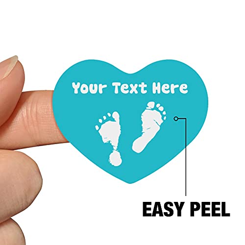 Personalized Custom 1 Line Baby Feet on Blue Shower Heart Shaped Planner - color: Opaque
