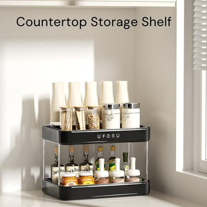 UFORU Countertop Coffee Station Organizer,Cup Rack,Mug & Wine Glass Holder - color: Black