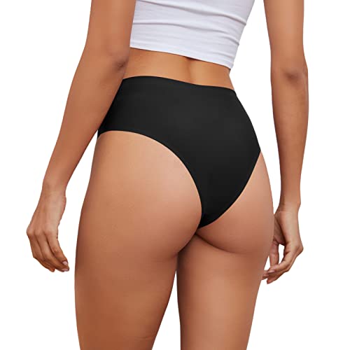 No Show High Rise Bikini Panties Women's Seamless Underwear Pack - color: Black-4pack, size: X-Large
