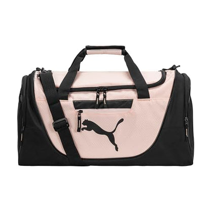 PUMA womens Candidate Duffel Bag with Removable Strap & Shoe Pocket - color: Black/Light Pink