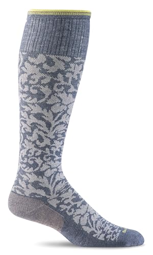 Sockwell Women's Damask Moderate Graduated Compression Socks - color: Denim, size: Small-Medium