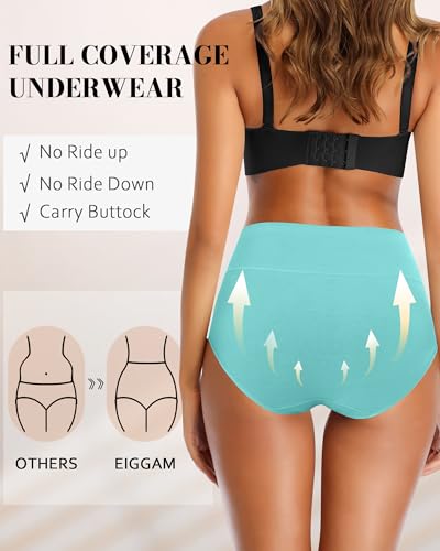 Eiggam Tummy Control Underwear Soft High Waisted underwear Full Coverage Briefs Breathable Postpartum Cotton Womens Panties - color: Multicoloured D - 5 Pack, size: Medium