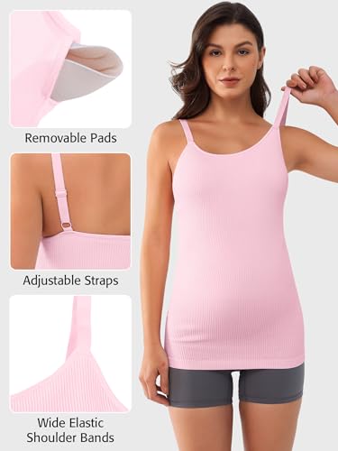 ATTRACO Women's Maternity Tank Tops with Built in Bra Pregnancy Tank - color: A-vitapink, size: X-Large