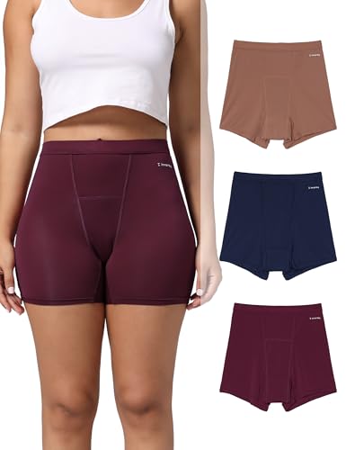 INNERSY Women's High Waisted Period Underwear Boy Shorts 3-Pack - color: Vintage, size: Small