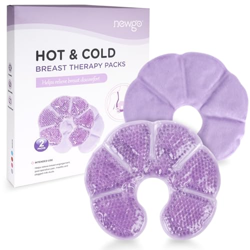 NEWGO 2 Breast Ice Packs and 12 Pcs Disposable Perineal Cold Packs