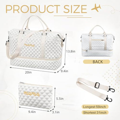 Dansydaisy Mama Hospital Bag for Women Labor Delivery,White - color: White, style: Mama