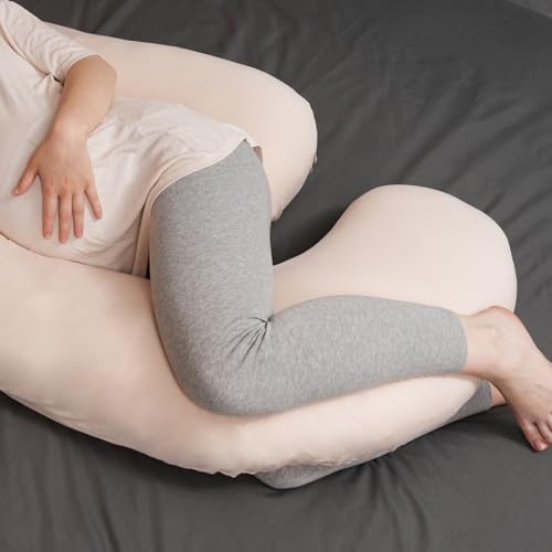Maternity Pillow Cover ONLY Compatible with Momcozy Pregnancy Pillow (2 Pack Covers-Pillow NOT Included) Soft Breathable Machine Washable Pillowcase - color: Oat&light Sage