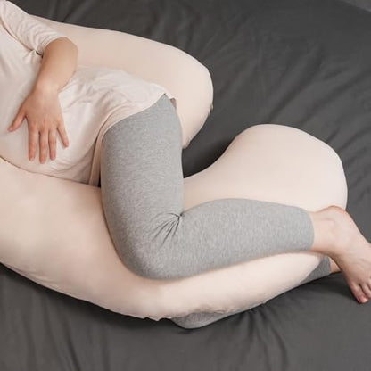 Maternity Pillow Cover ONLY Compatible with Momcozy Pregnancy Pillow (2 Pack Covers-Pillow NOT Included) - color: Mix Grey&grey Mini Grid