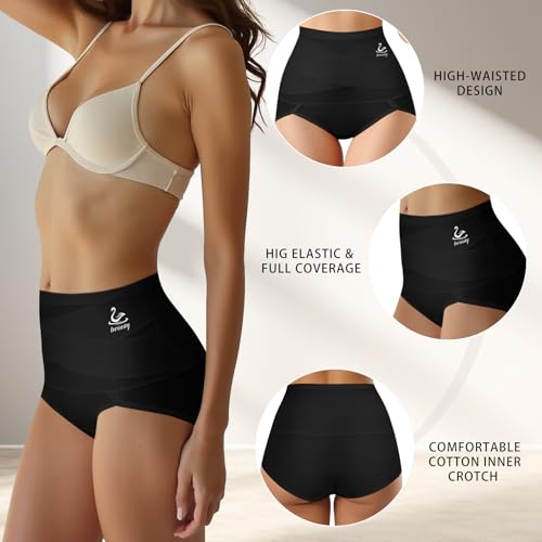 Women's High Waisted Underwear, Tummy Control high cut Panties Full Coverage Postpartum Briefs underwear 4 pack - size: Medium