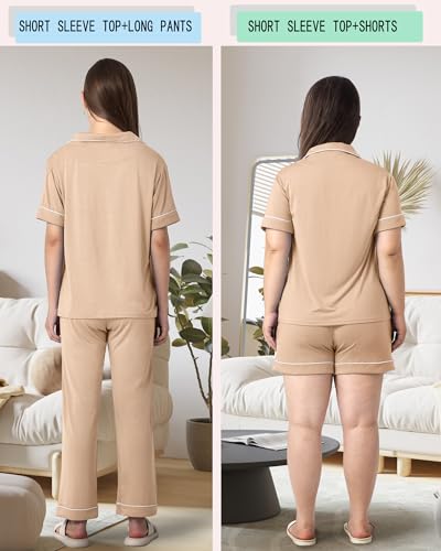 Rnxrbb Button Down Maternity Pajamas Set Nursing Postpartum Pjs Clothes - color: New-champagne, size: Large