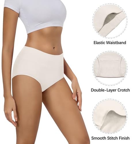 MIRITY Women's High Waist Cotton Underwear - Soft Full Coverage Briefs with Double-Layer Waistedband - color: Color 3, size: Medium