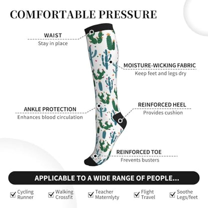 Crazy Fun Compression Socks, Unisex Knee High Support Socks - color: Cactus