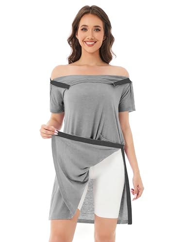 Post Shoulder Surgery Shirts for Women - color: Light Grey, size: Medium