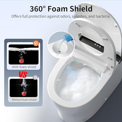 DeerValley Bidet Toilet, 1000g MaP Auto Flush, Foam Shield, ADA Seat Height - color: Solid White