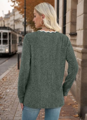 WIHOLL Womens Long Sleeve Shirts Lightweight Tunic Fall Top Sweaters 2026 - color: 02-green, size: XX-Large
