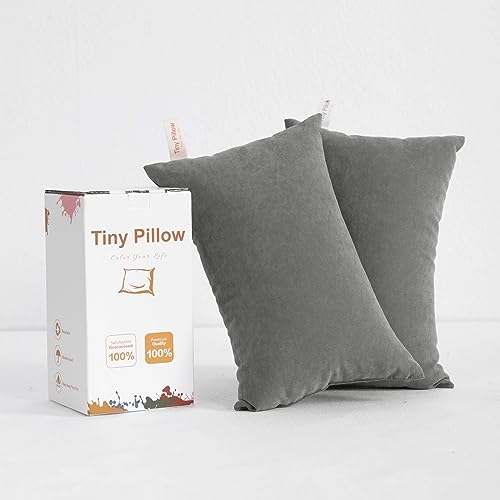 BEDSUM Plush Mini Pillows, 11 x 7, Microfiber, 2 Pack, Dark Grey - color: Dark Grey, size: 11x7 inches