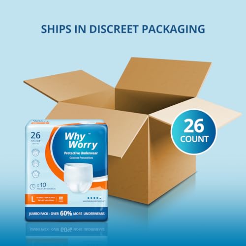 WhyWorry Incontinence Underwear for Women & Men, Large, 26 Count - size: Large (26 Count)