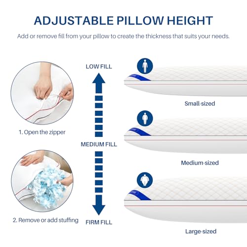 YZ HOME Long Body Pillow for Adults - Insert with Shredded Blue Memory Foam - color: White