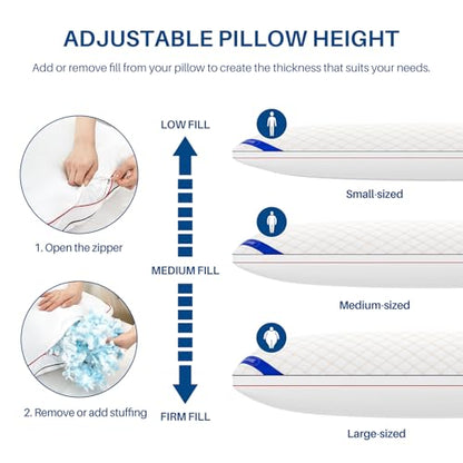 YZ HOME Long Body Pillow for Adults - Insert with Shredded Blue Memory Foam - color: White