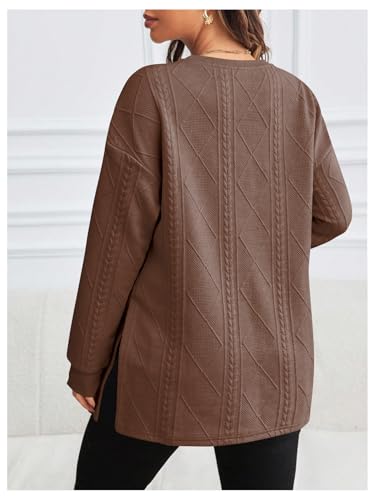 MakeMeChic Women's Maternity Sweatshirt Split Fall Maternity Clothes Tops - color: Brown, size: X-Large